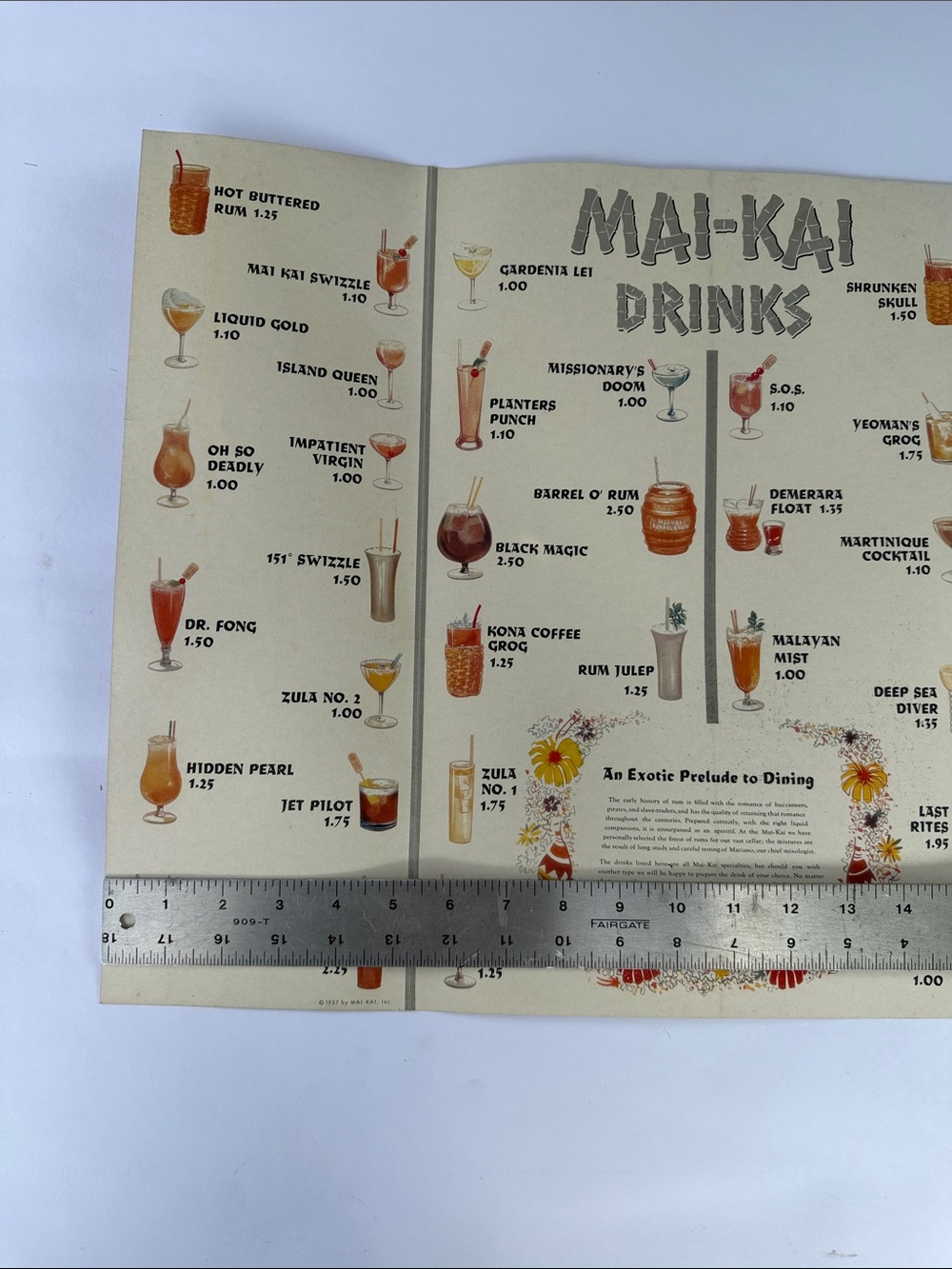 VTG 1957 Mai-Kai Tiki Restaurant Cocktail Menu Fort Lauderdale First Edition - Picture 3 of 12